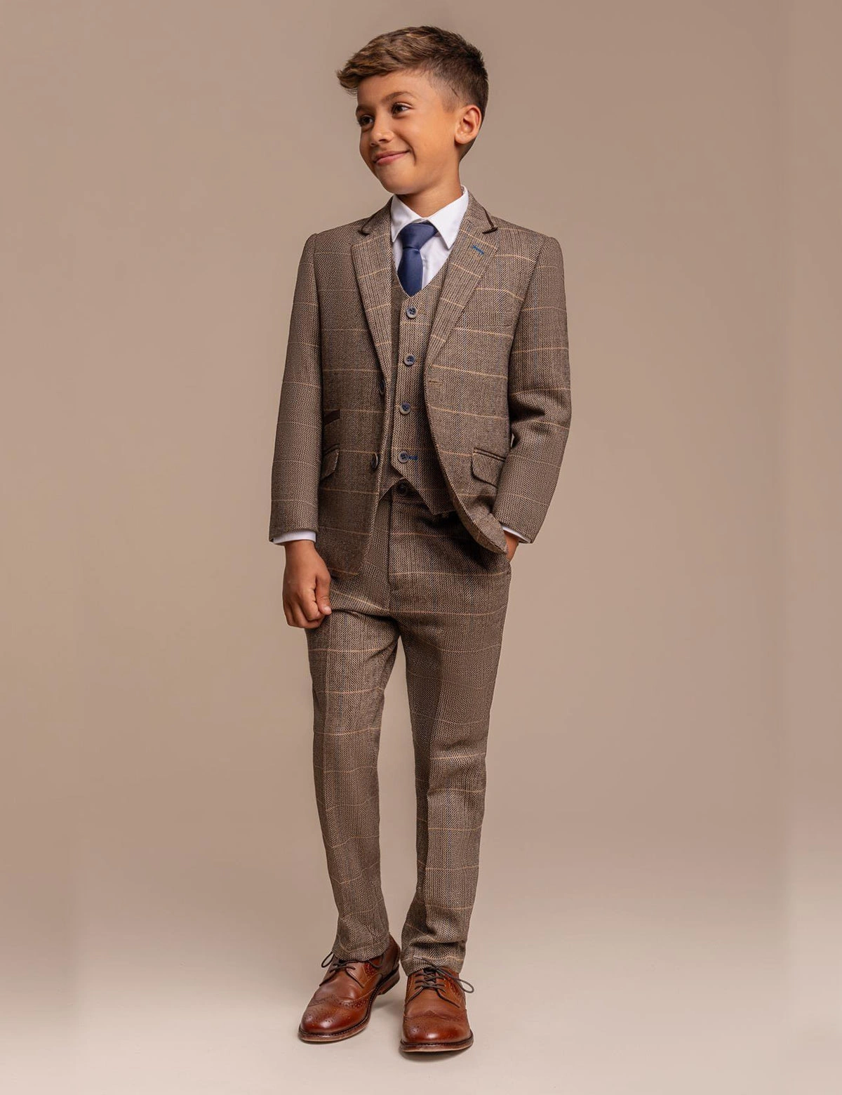 Costume Albert Brown Tweed Garçon : Chic et Intemporel pour les Petits Gentlemen!